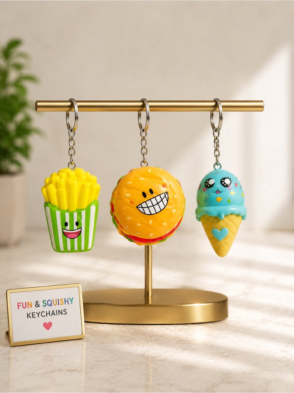 Set of 3 Squishy Keychain Set – Yellow, Orange & Teal - NWOT